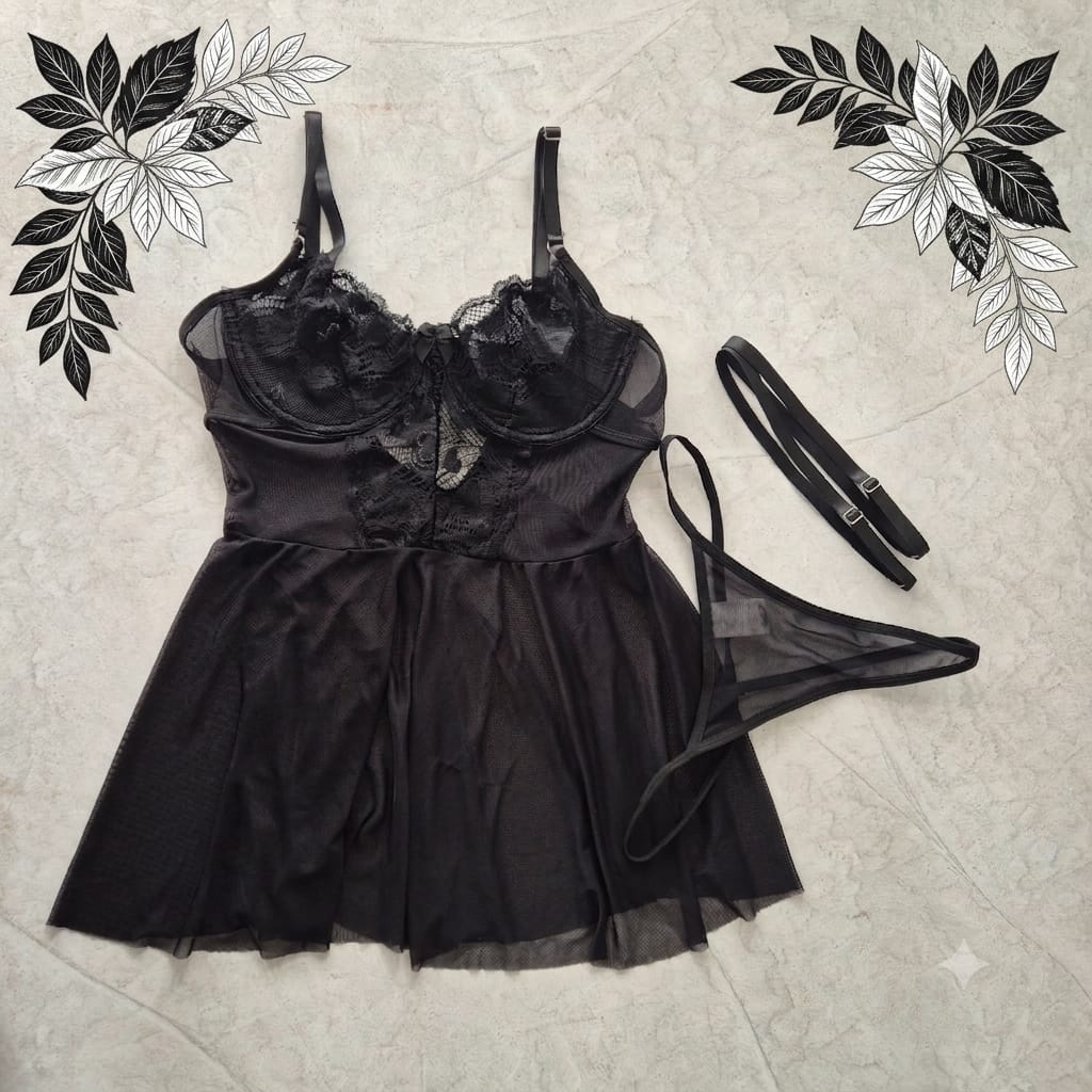Baby-Doll & Panty Noir Seducción
