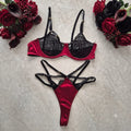 Conjunto de Lencería Satín & Encaje Rouge