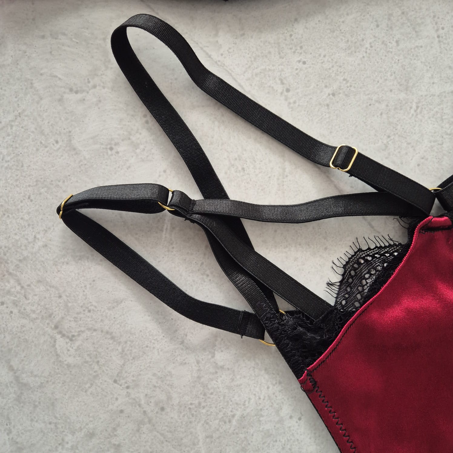 Conjunto de Lencería Satín & Encaje Rouge