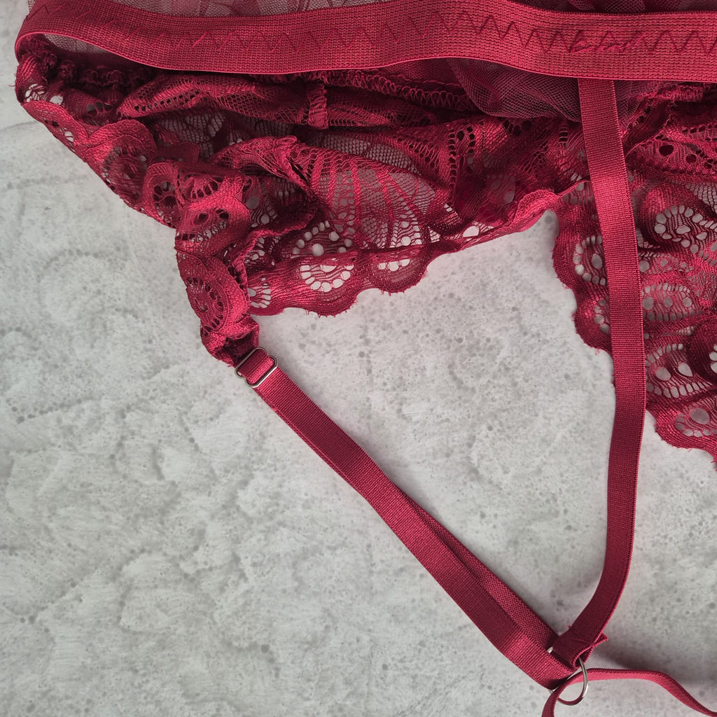 Babydoll de Encaje  | Vinotinto & Blanco