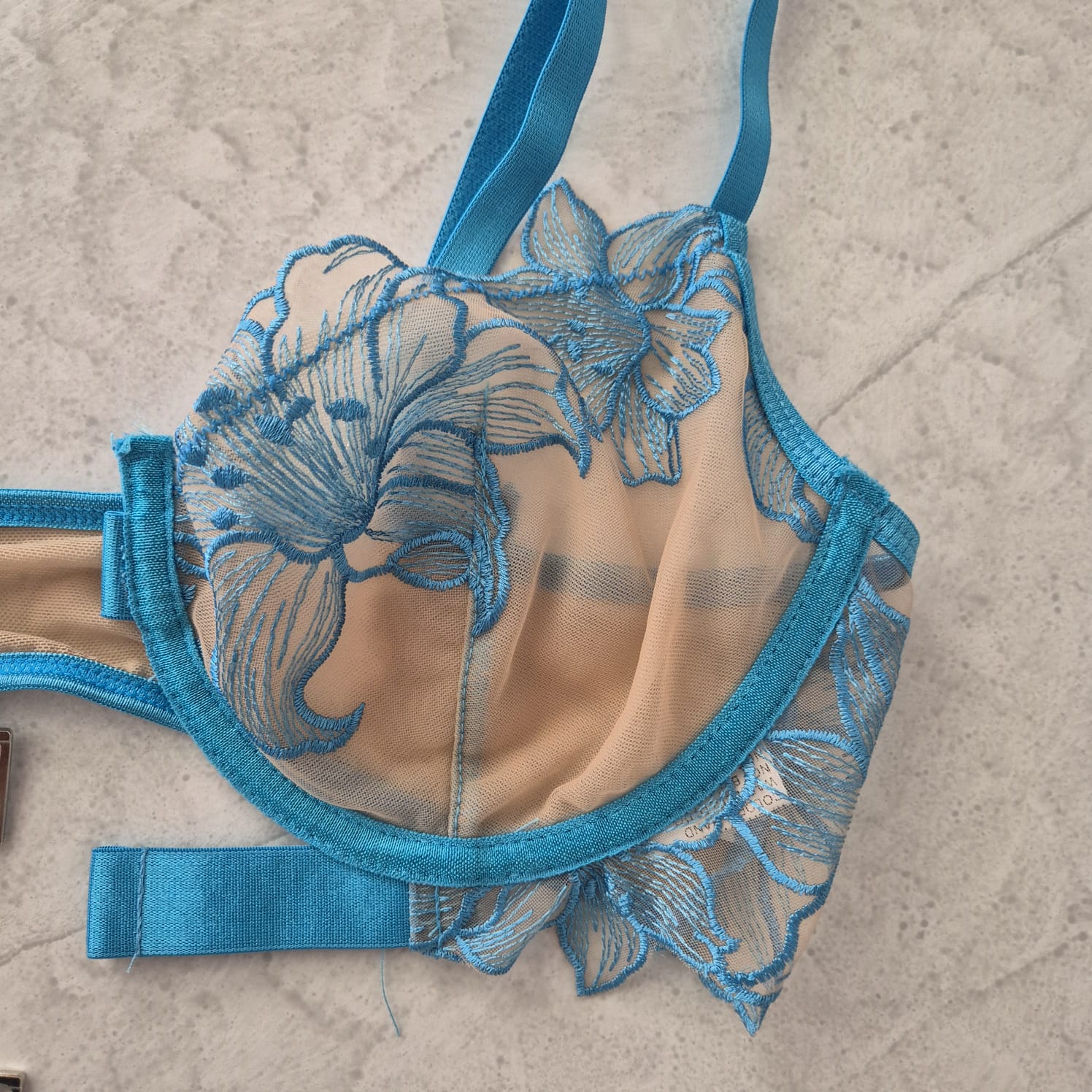 Set de Lencería de Encaje Floral | Azul