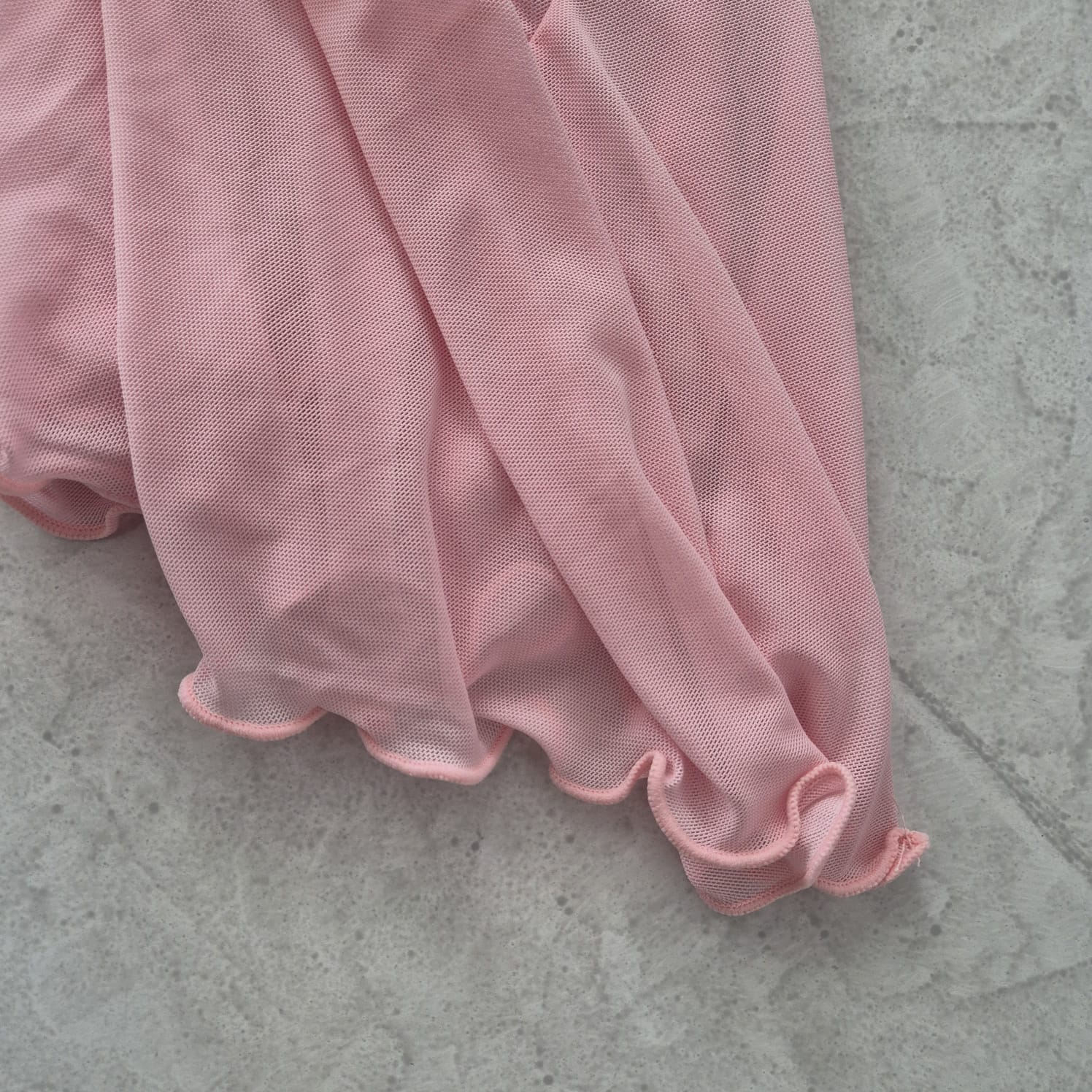 Babydoll en Malla Traslúcida con Boleros | Rosa Pastel