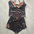 Set de Pijama Satinada | Negro Floral