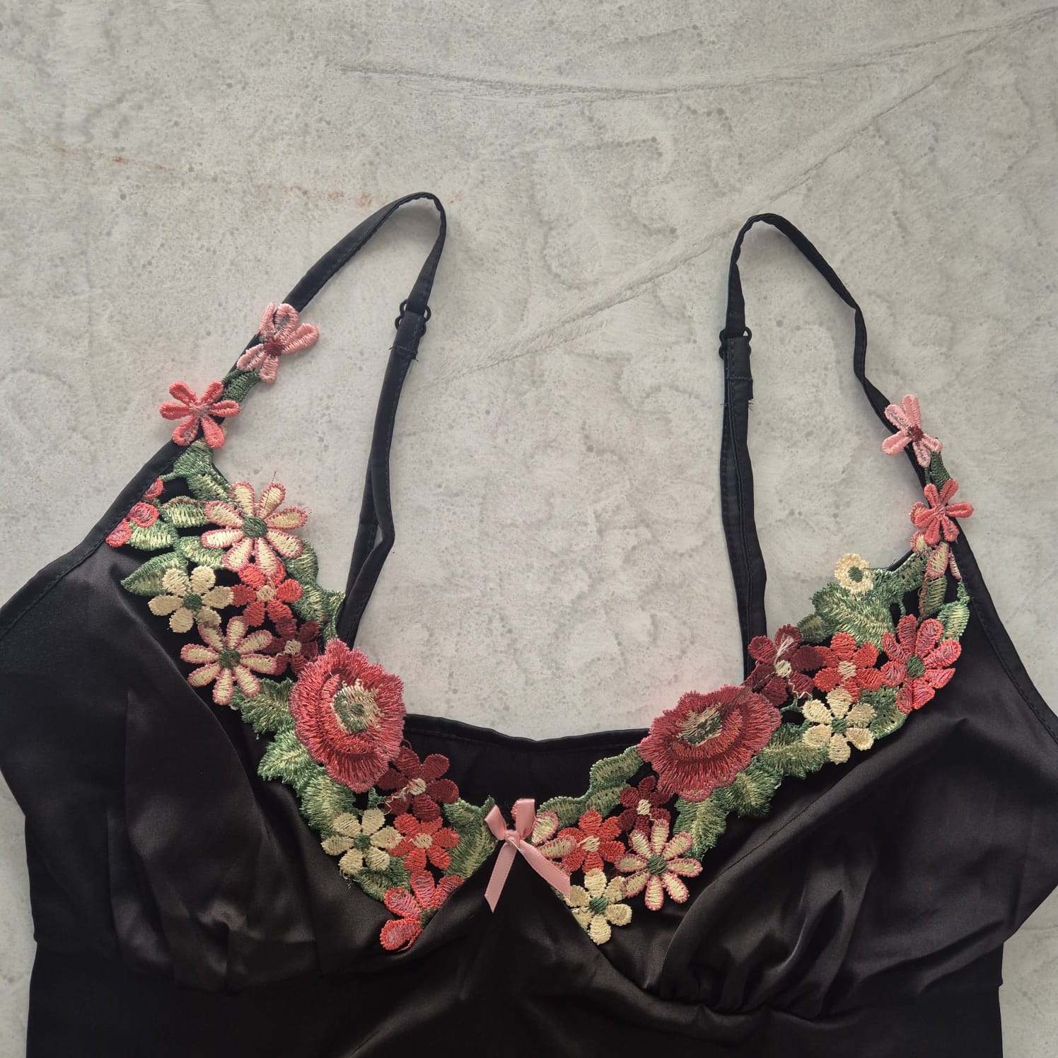 Set de Pijama Satinada | Negro Floral