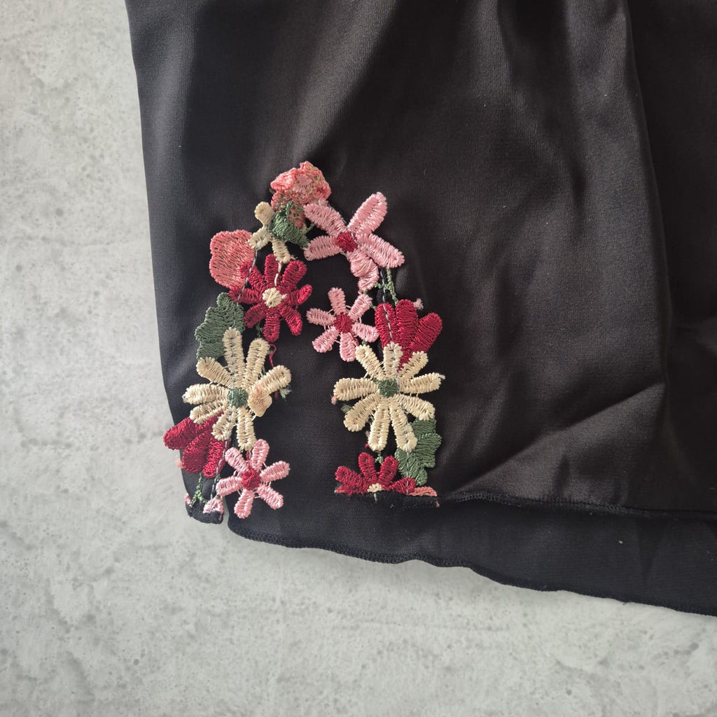Set de Pijama Satinada | Negro Floral