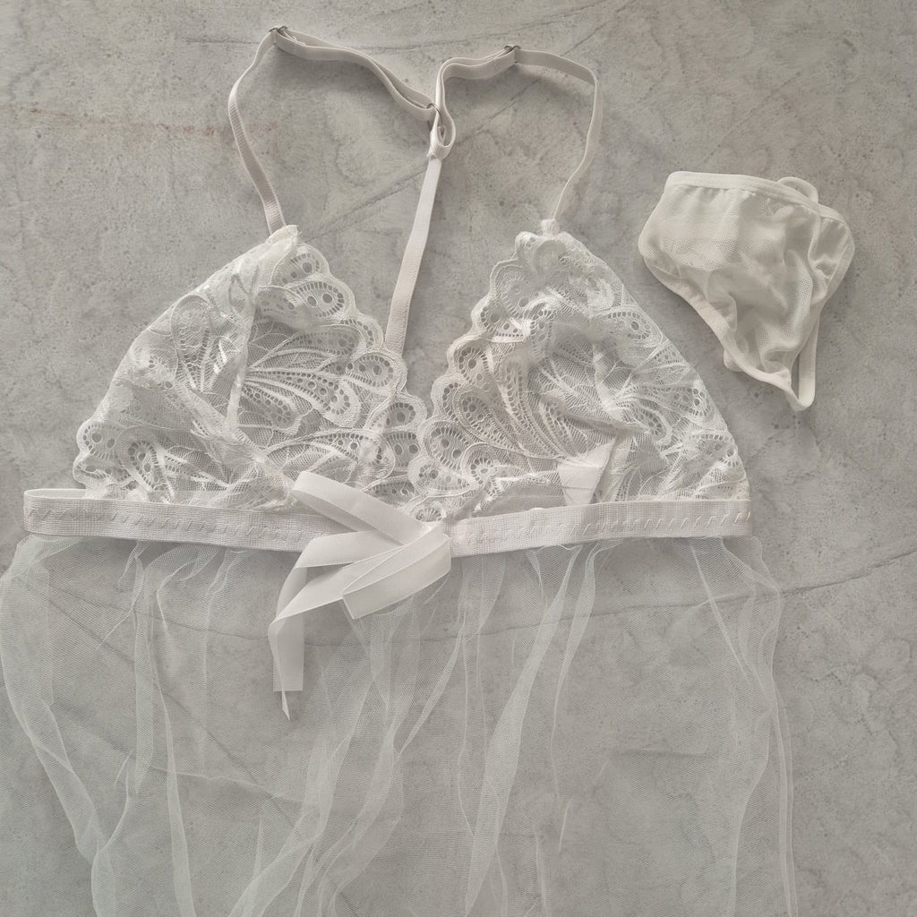 Babydoll de Encaje  | Vinotinto & Blanco